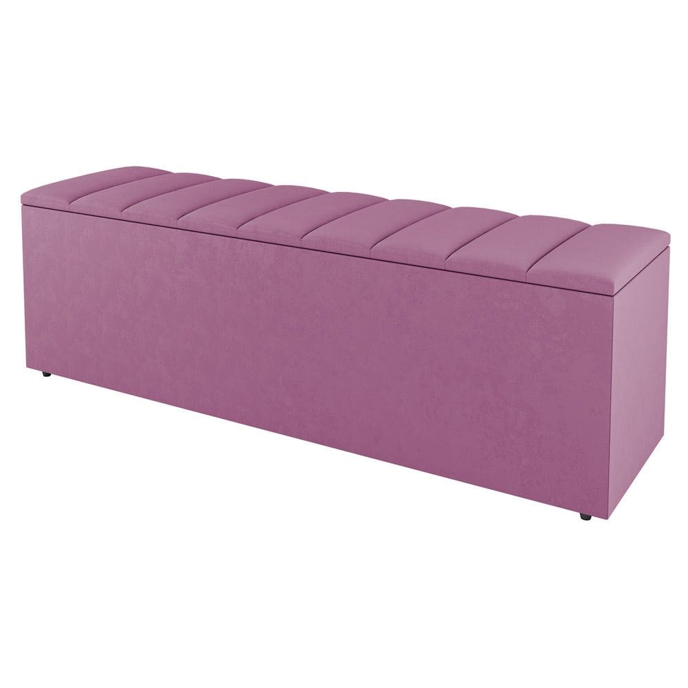Calçadeira Baú Queen Size Cora 160cm Suede Rosa - Abmaza
