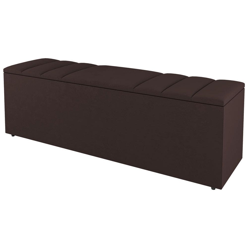 Calçadeira Baú King Size Grace 190cm Suede Marrom - Abmaza