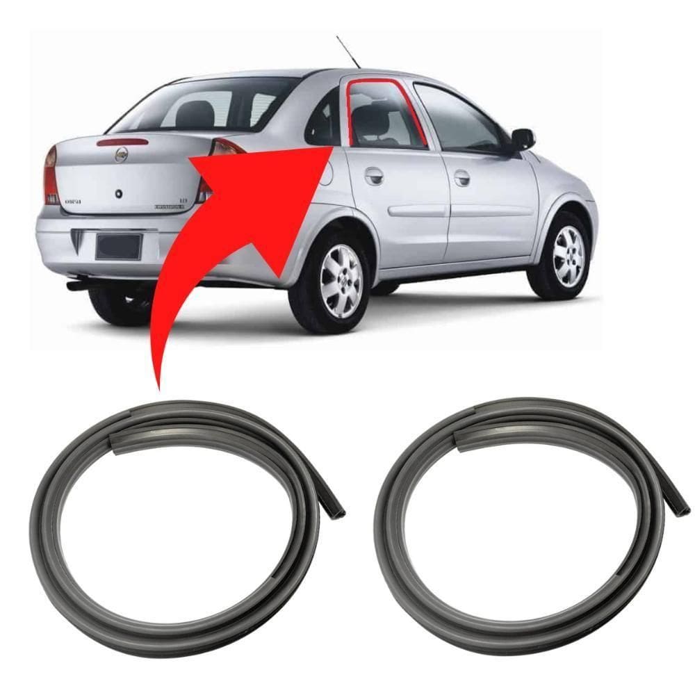 Par Borracha Vidro Canaleta Traseira Corsa Sedan 2002 A 2012
