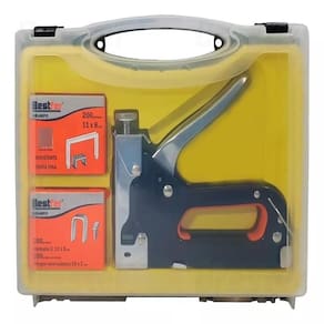 Kit Grampeador Pinador De Tapeceiro Maleta Kit Completo 4 A 14mm 300 Grampos Pregos Estofado Madeira