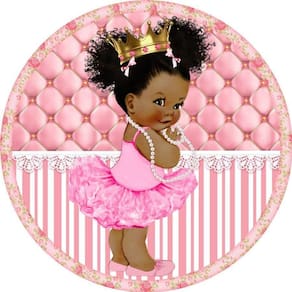 Painel Redondo 3D Sublimado Princesinha Black Frd-2451