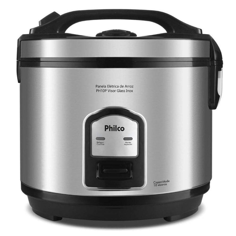 Panela De Arroz Elétrica Ph10p Com 10 Xicaras Philco Preto/inox - 220v