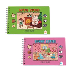 Kit 2 Livro De Colorir Cuties 128 Páginas Bunny E Kittie