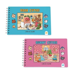 Kit 2 Livro De Colorir Cuties 128 Páginas Bear E Bunny