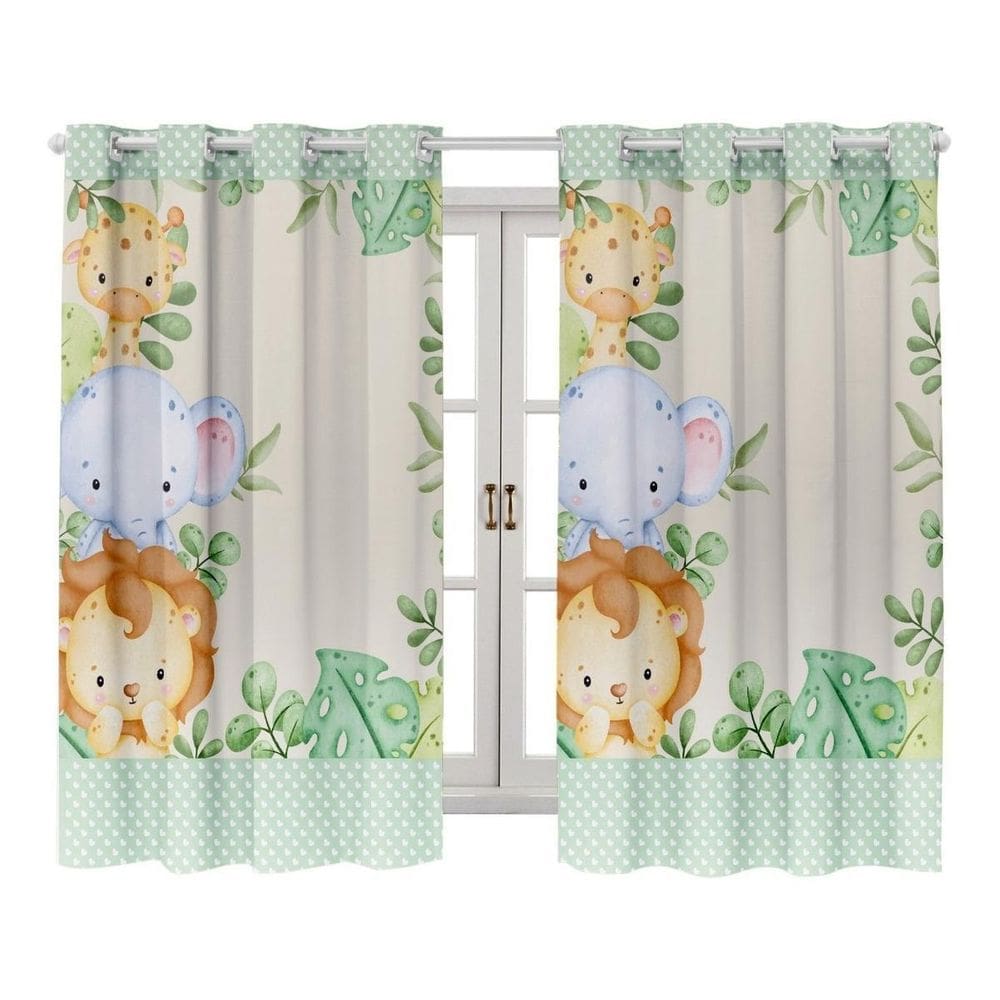 Cortina Estampada Quarto Infantil Safari 200X150