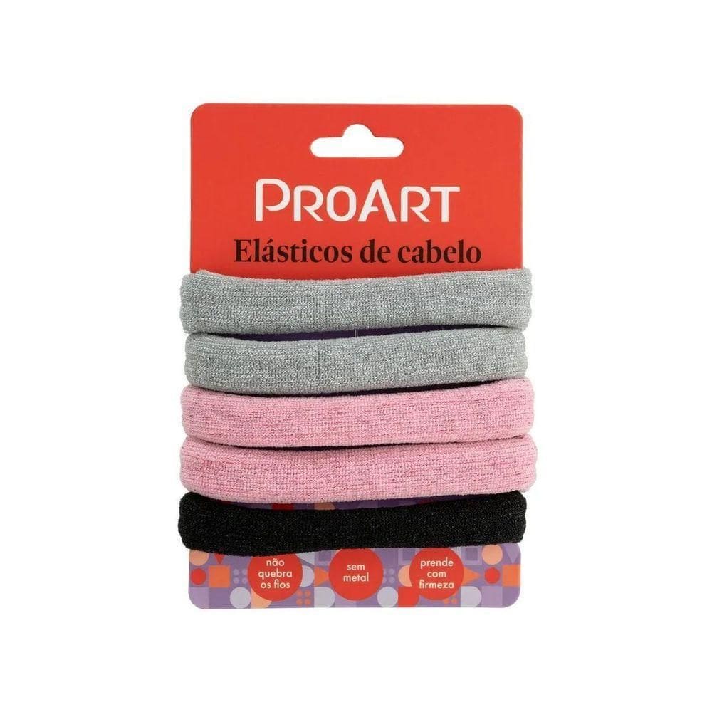Elásticos De Cabelo 6 Unidades Proart Sem Metal, Não Marcam Os Fios, Perfeitos Para Penteados Rosa-cinza