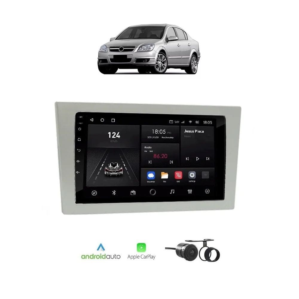 Kit Multimídia Vectra 2005 / 2011 Mold Prata 7 Pol Carplay AndroidAuto USB FM BT - 708BR Roadstar