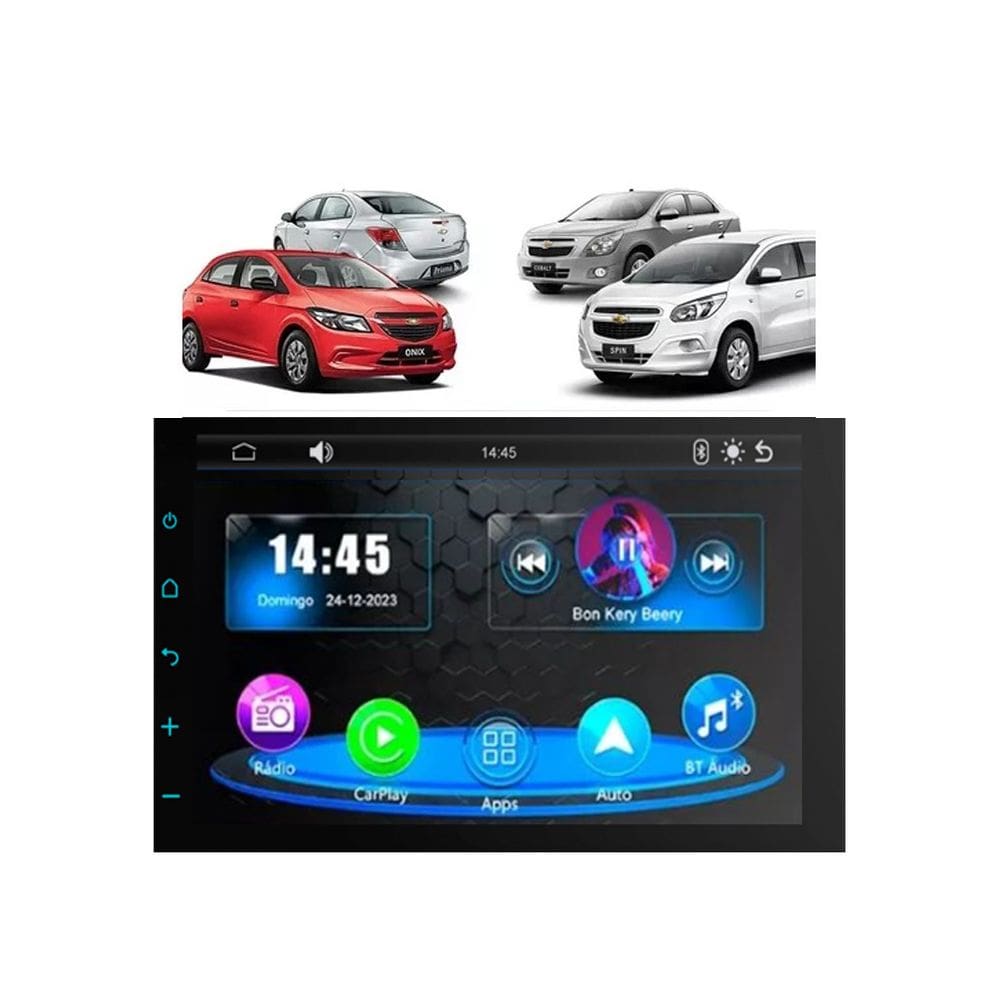 Kit Multimídia Prisma 2012 / 2019 LS JOY 7 Pol Carplay AndroidAuto USB FM BT - 708BR Roadstar