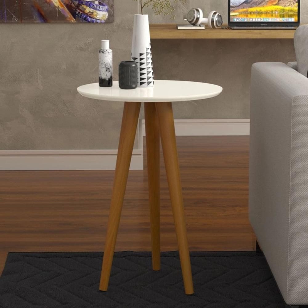Mesa Lateral Oval para Sala Osaka Off White