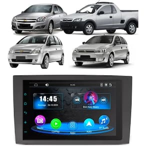 Kit Multimídia Corsa Montana 2002 / 2011 Mold Preta 7 Pol Carplay AndroidAuto USB FM BT - 708BR Roadstar