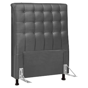 Cabeceira Cama Box Solteiro Ciara 90cm Botonê com Frame Suede Cinza - Abmaza