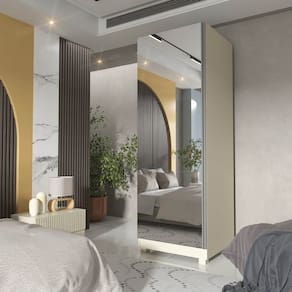 Sapateira Com Espelho 1 Porta Gold Off White - Gelius