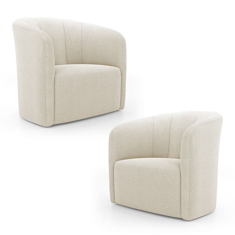 Kit 02 Poltronas Decorativas Abby Bouclê Bege - Abmaza