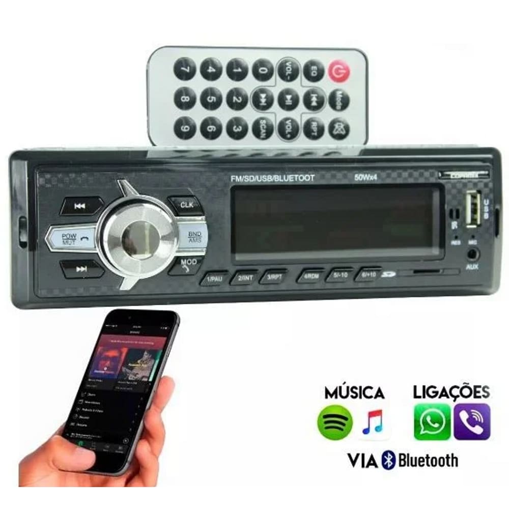 Radio Som Automotivo Ydetech USB 25W Blueth SD Microfone Preto