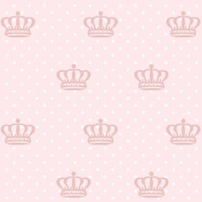 Papel De Parede Rosa Claro E Coroa Poa Adesivo Lavavel Sala