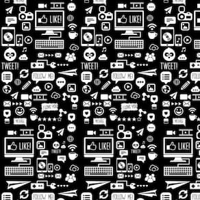 Papel Parede Preto Branco Like Message Tweet Wifi Emoticon