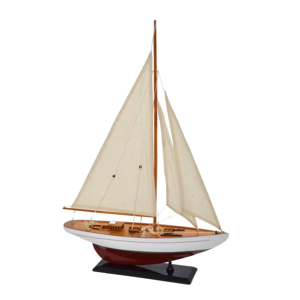 Escultura Decorativa Barco em Madeira 62cm 15666-PL