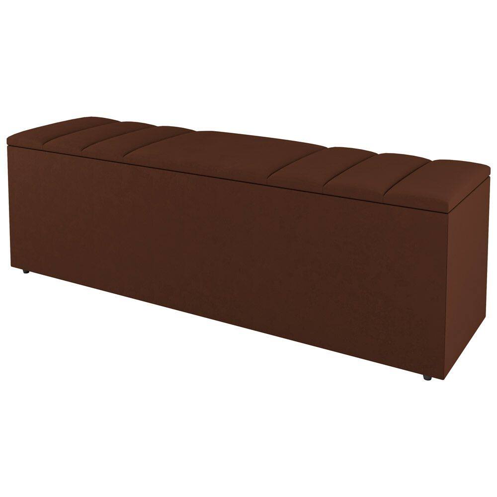 Calçadeira Baú Casal Grace 140cm Suede Terracota - Abmaza