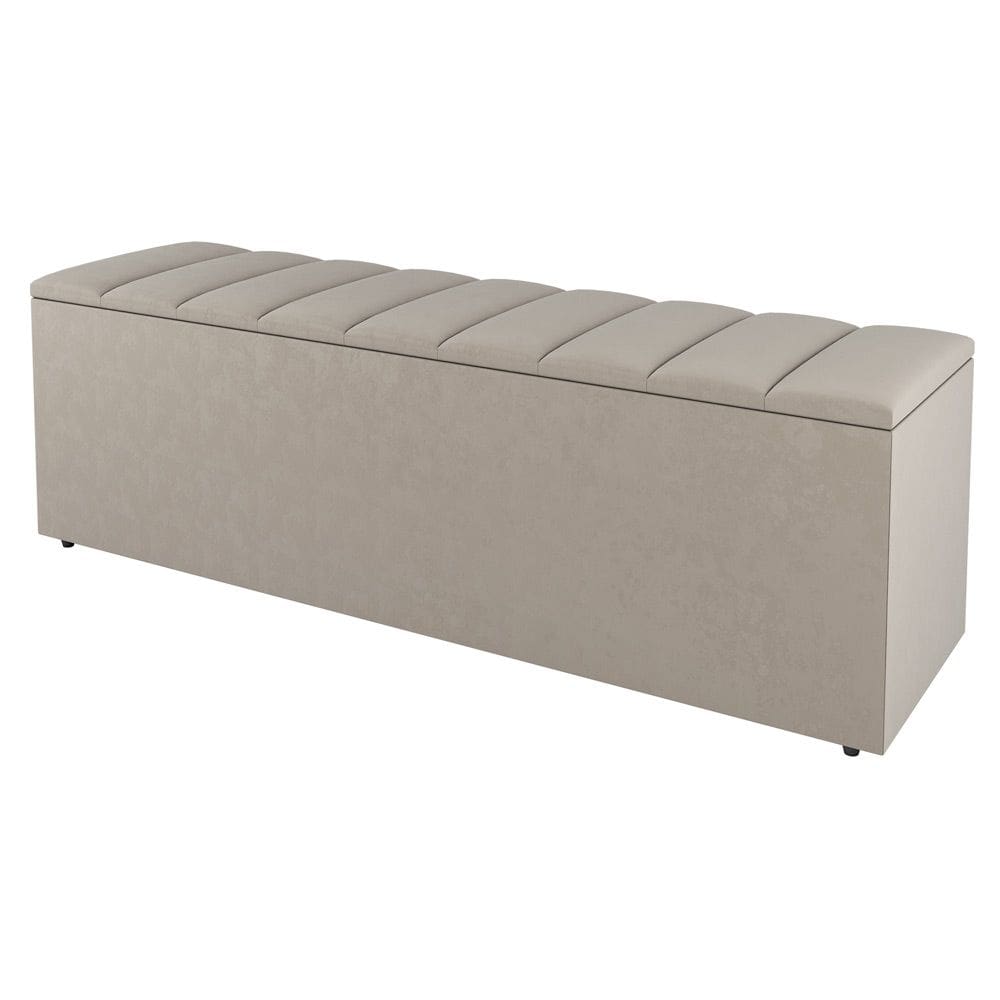 Calçadeira Baú Queen Size Cora 160cm Suede Bege - Abmaza