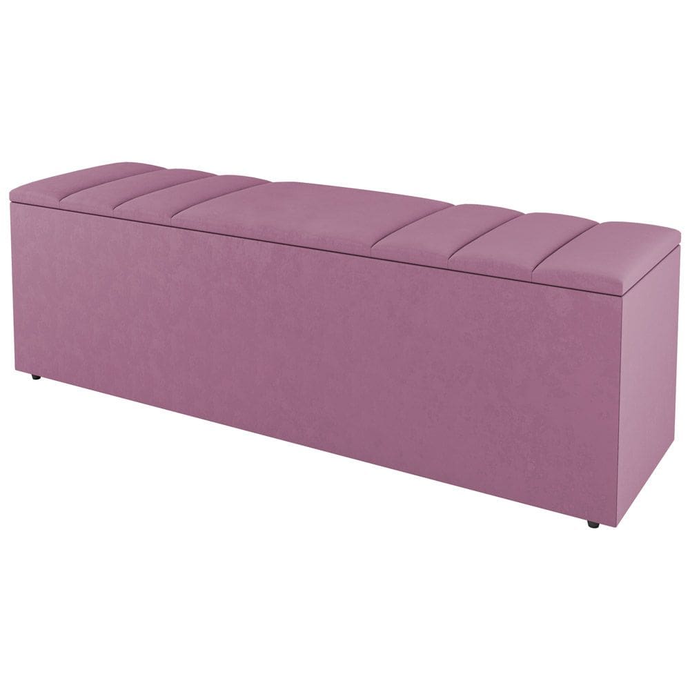 Calçadeira Baú Queen Size Grace 160cm Suede Rosa - Abmaza