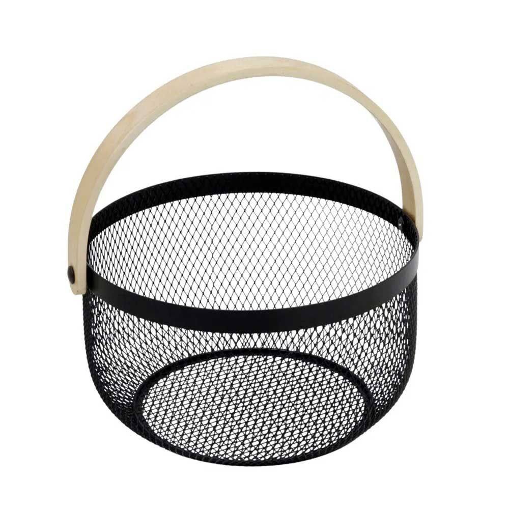 Cesta Decorativa de Metal Preto com Alças 25cm 15681-PL