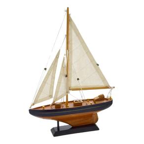 Escultura Decorativa Barco em Madeira 35cm 15667-PL