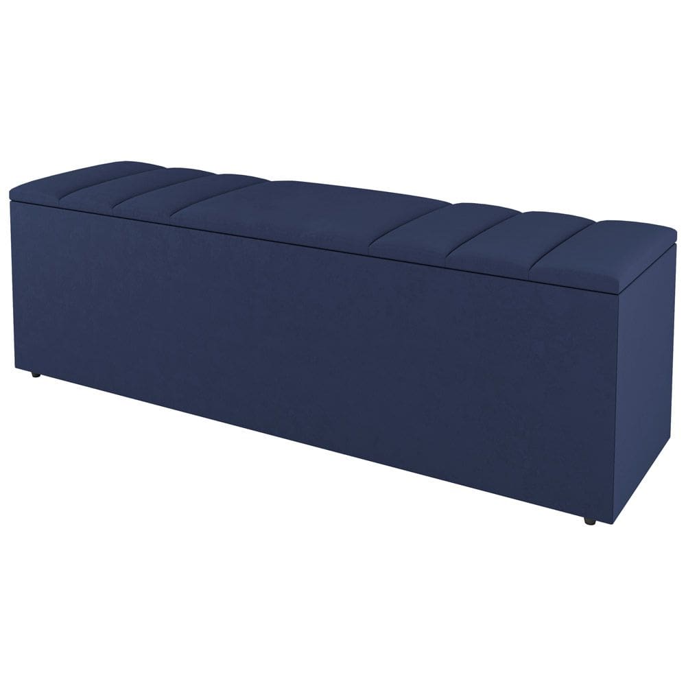 Calçadeira Baú Solteiro Grace 90cm Suede Azul - Abmaza