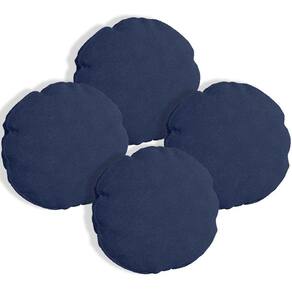 Kit 4 Almofadas Bolacha Redonda Cookie Veludo Azul Marinho