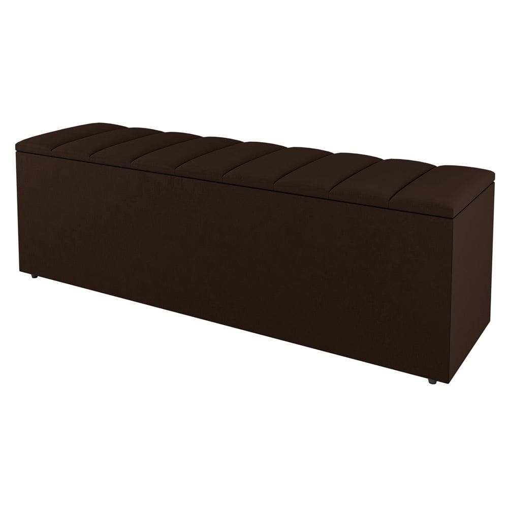 Calçadeira Baú Solteiro Cora 90cm Suede Marrom - Abmaza