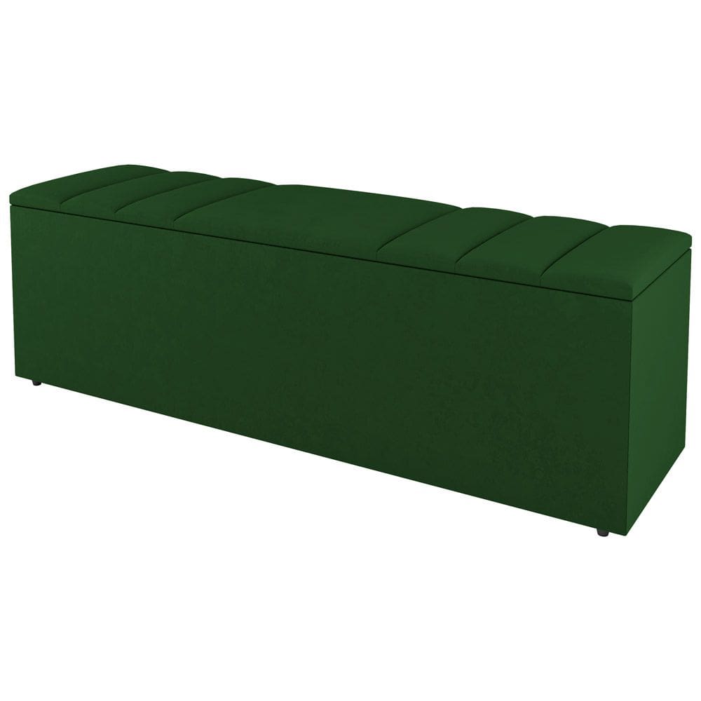 Calçadeira Baú Solteiro Grace 90cm Suede Verde - Abmaza
