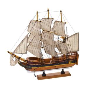 Escultura Decorativa Barco em Madeira 32cm 15675-PL