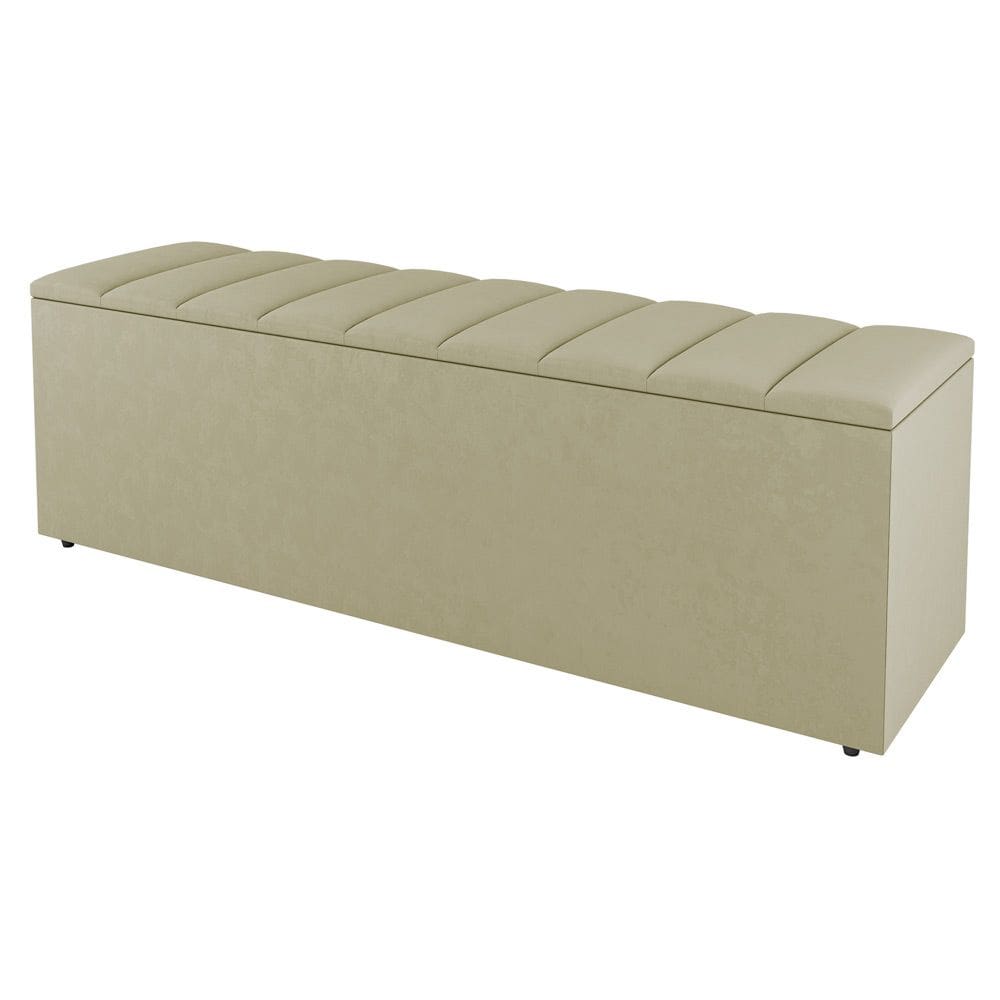 Calçadeira Baú King Size Cora 190cm Sintético Bege - Abmaza