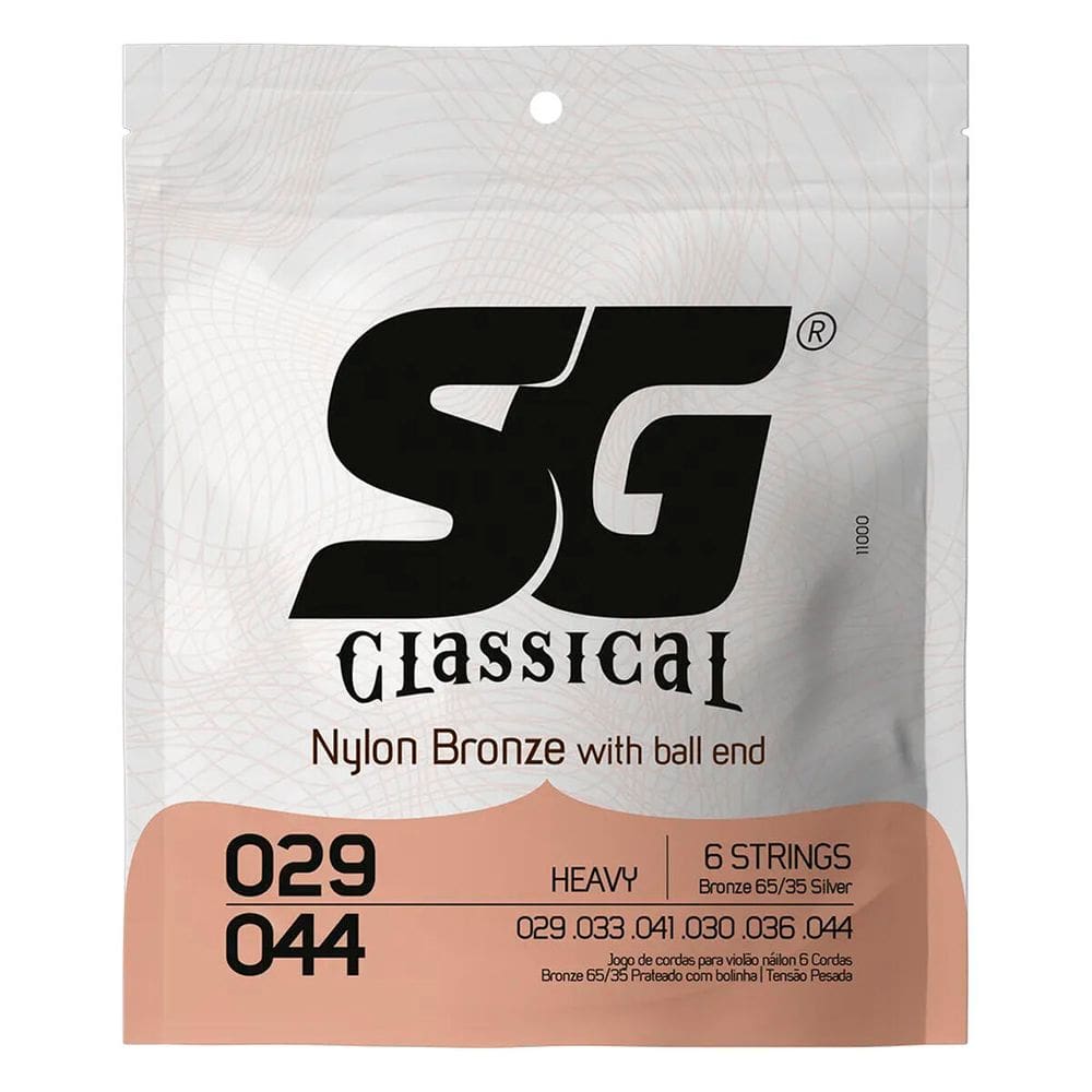 Encordoamento Violao Sg Nylon Bronze 65 35 Prata Tensao Alta Pesada C/ Bolinha
