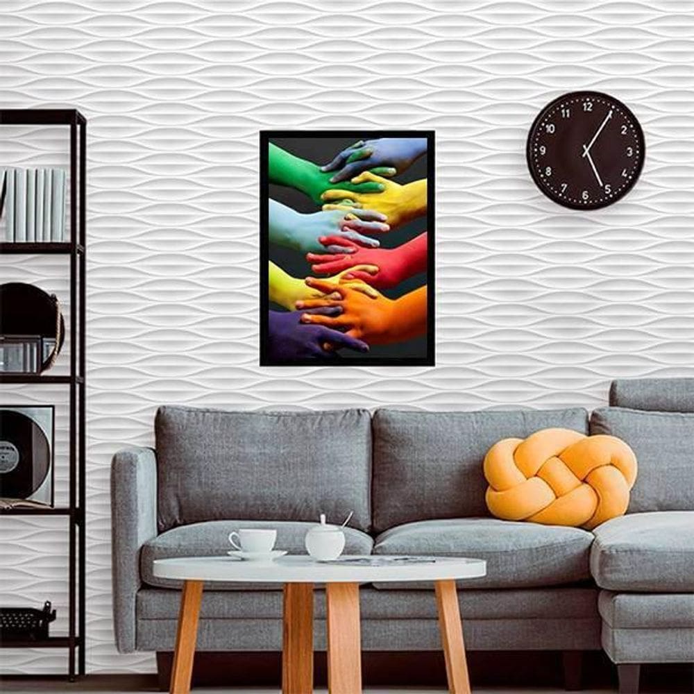 Quadro Fotografia Mãos Coloridas 24X18Cm - Com Vidro