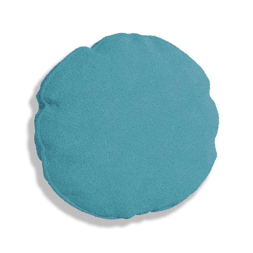 Almofada Bolacha Redonda Cookie Boucle Azul Turquesa