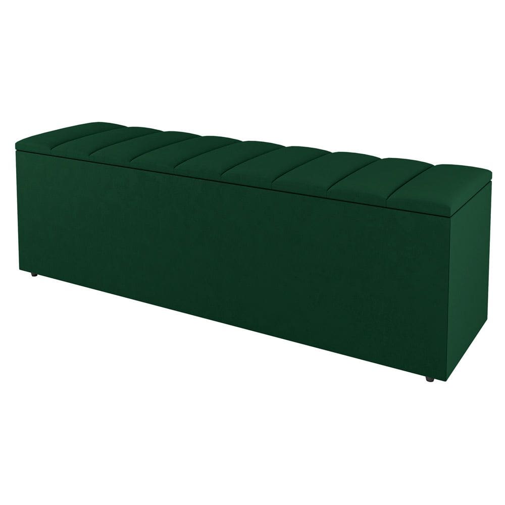 Calçadeira Baú Casal Cora 140cm Suede Verde - Abmaza