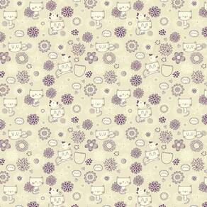 Papel Parede Gatinha E Flores Decorativo Adesivo Sala Quarto