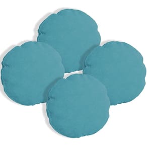 Kit 4 Almofadas Bolacha Redonda Cookie Boucle Azul Turquesa