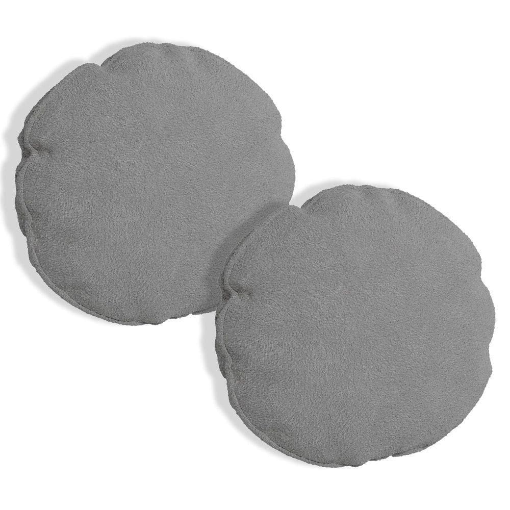 Kit 2 Almofadas Bolacha Redonda Cookie Veludo Cinza Escuro