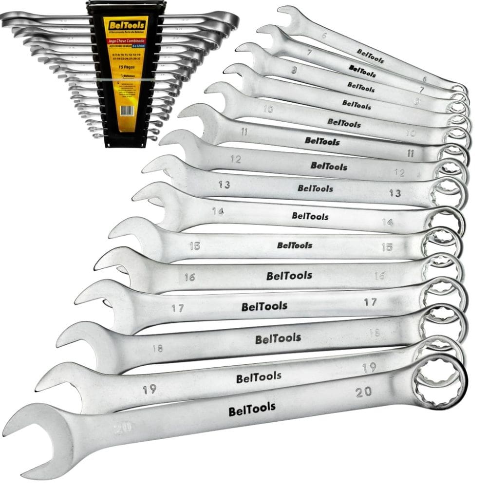 Jogo 15pcs Chave Combinada 6 a 32mm Cromo Vanadio Beltools