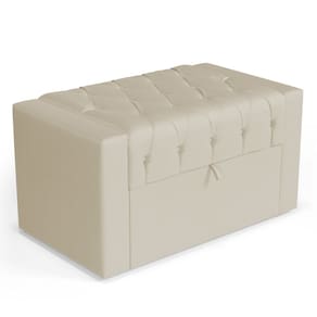 Calçadeira Báu Solteiro Atena 90cm Capitonê Suede Bege Claro - Abmaza