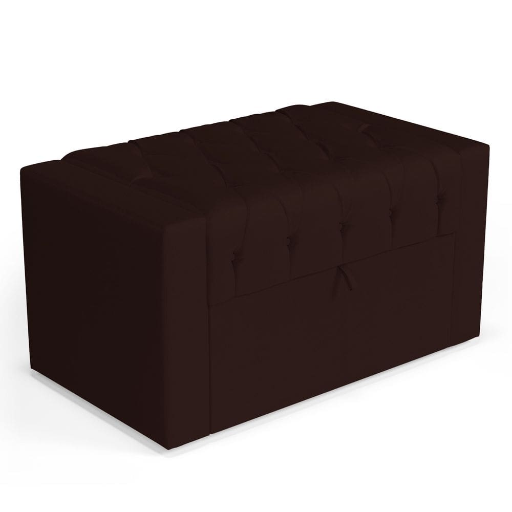 Calçadeira Báu Solteiro Atena 90cm Capitonê Sintético Marrom - Abmaza
