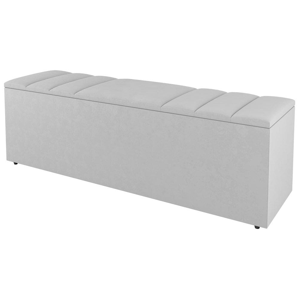 Calçadeira Baú Solteiro Grace 90cm Sintético Branco - Abmaza