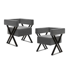 Kit 02 Poltronas Decorativas Sala de Estar Miralys Pés de Ferro Linho Cinza - Abmaza