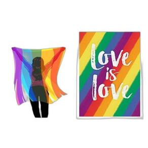 Kit 2 Quadros Lgbt Love Is Love 24X18Cm Com Vidro - Branca
