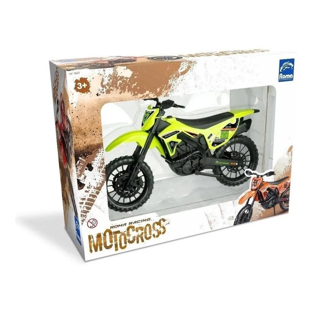 Brinquedo Moto Motocross Racing Pneus De Borracha 34Cm Roma