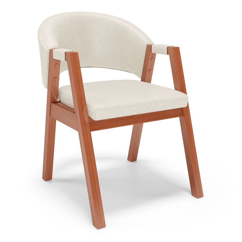 Cadeira de Jantar e Living Anisha Estofada Couríssimo Bege - Abmaza