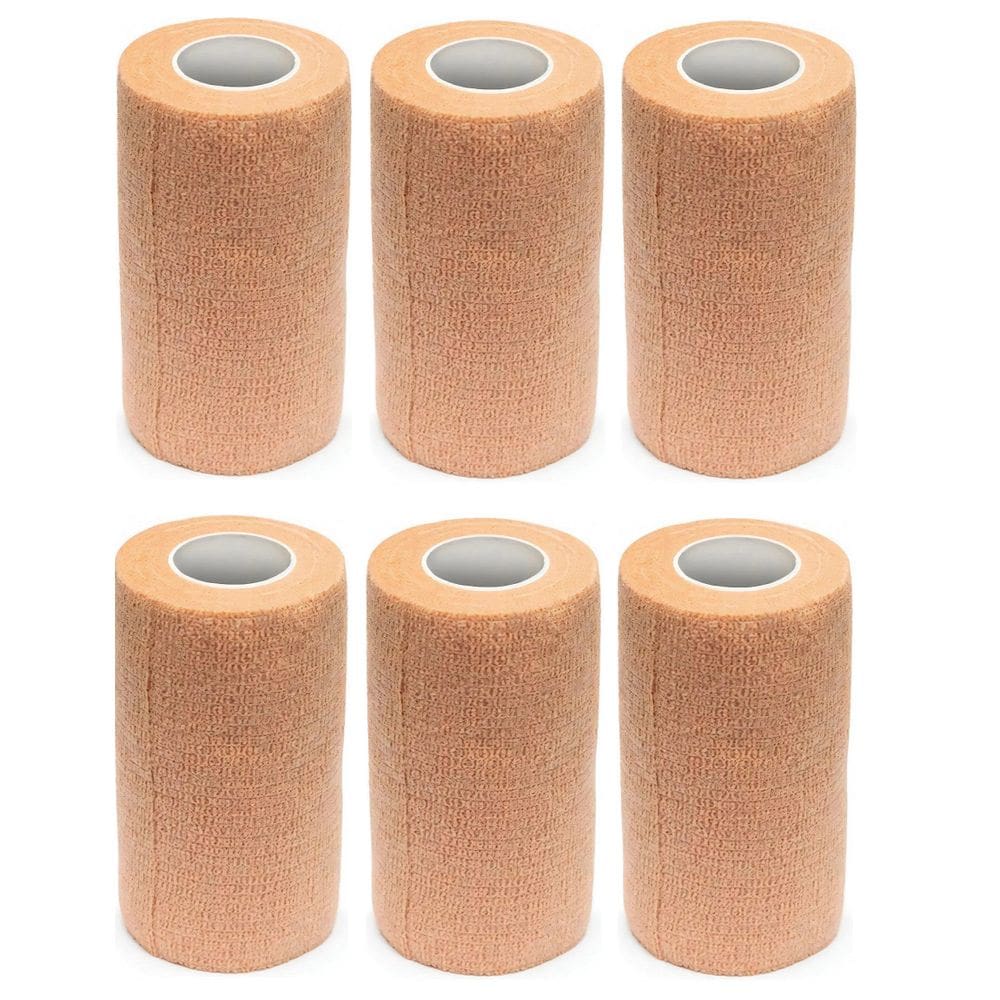 Kit 6 Bandagem Elástica Flexivel Autoaderente 10cmx4,5m Bege