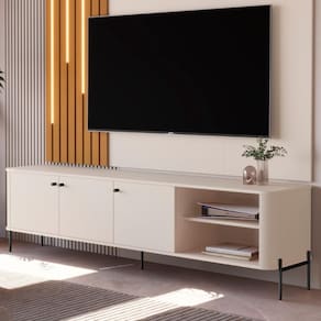 Rack Para TV 70 Polegadas Olaf Off White Preto