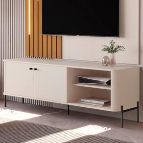 Rack Para TV 58 Polegadas Olaf Off White Preto